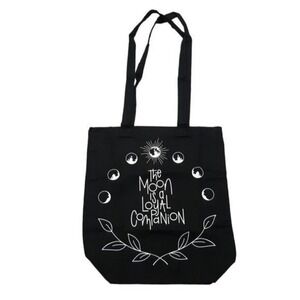 OwlCrate Moon Phases Tote Bag Womens Black Celestial Minimalist Cotton Shopper